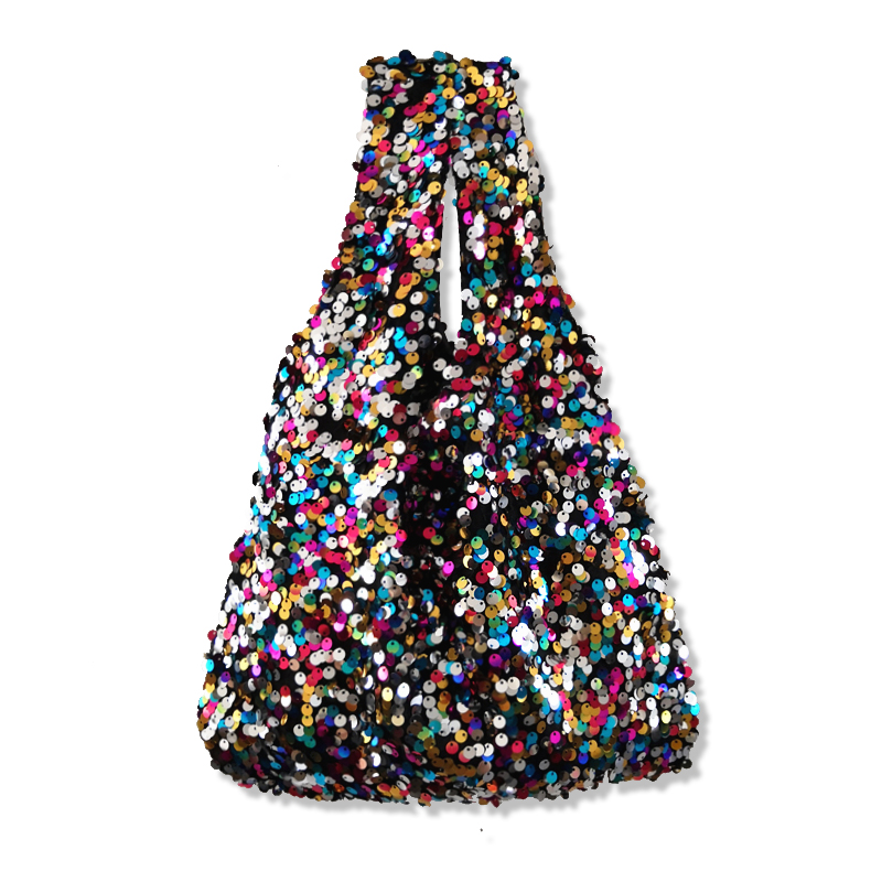 New Arrival Colorful Mermaid Sequins Hands Bags For Women Rainbow Sequin Beaded Vest Bag Female Casual Wrist Bag Japan Tote Lady