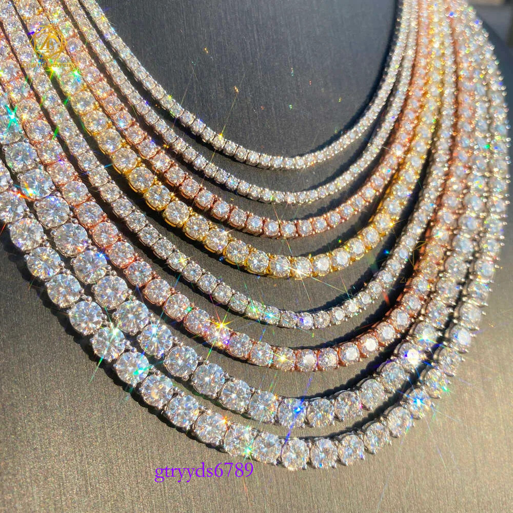 Hot Sale Hip Hop Iced Out Jewelry Fashion Dia Necklace S Sier 2MM 3MM 4MM 5MM Vvs Moissanite Tennis Chain