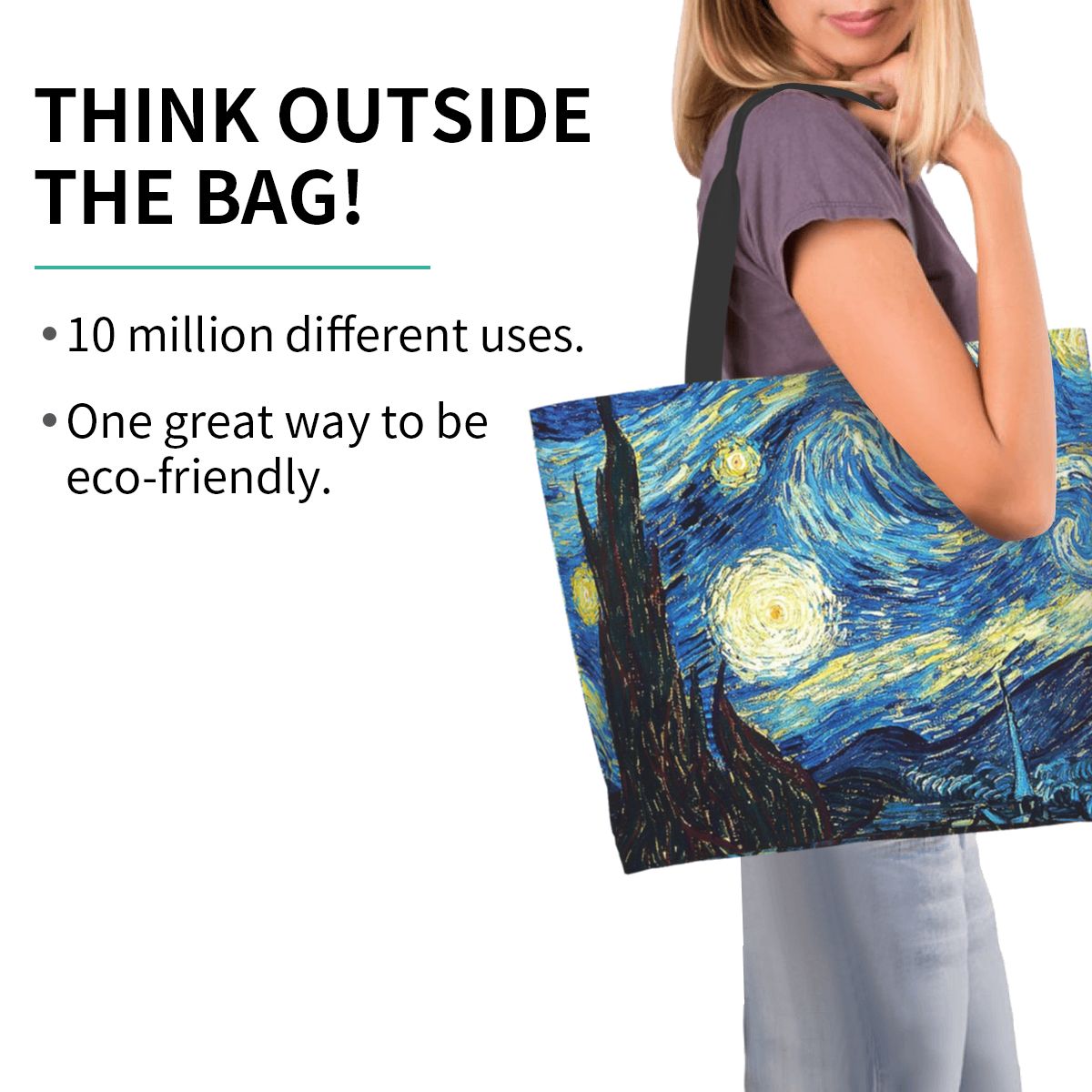 NOISYDESIGNS Women's Shoulder Tote Bag Female Van Gogh Art Oil Painting Handbag Foldable Beach Shopper Bag Large Shopping Bags