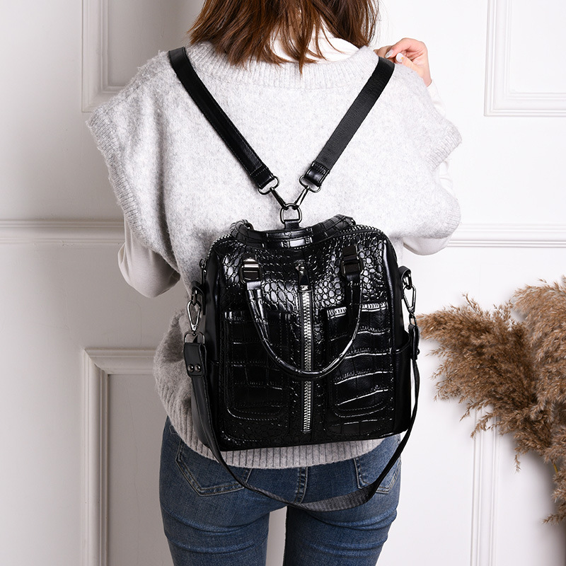 Real Split Patent Leather Women Handbag Tote Crocodile Shoulder Fanny Bag Shoulder Luxury Office Ladies Hand Bag Alligator Red