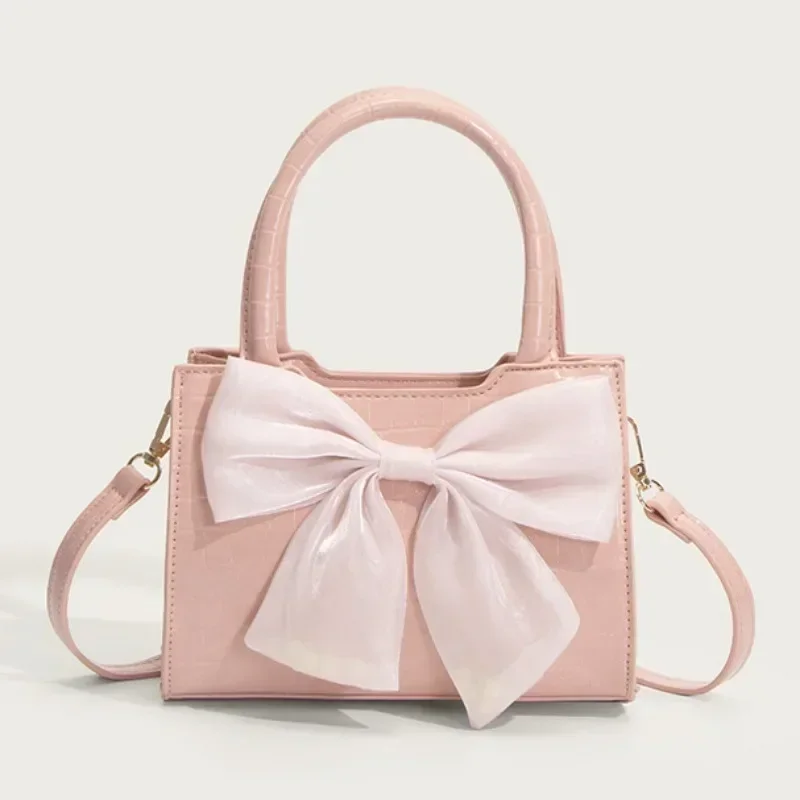 Fashion Women's Clutch Purse Handbags Summer Pink Bowknot Female Underarm Bags Sweet Girl's Small Square Shoulder Messenger Bag