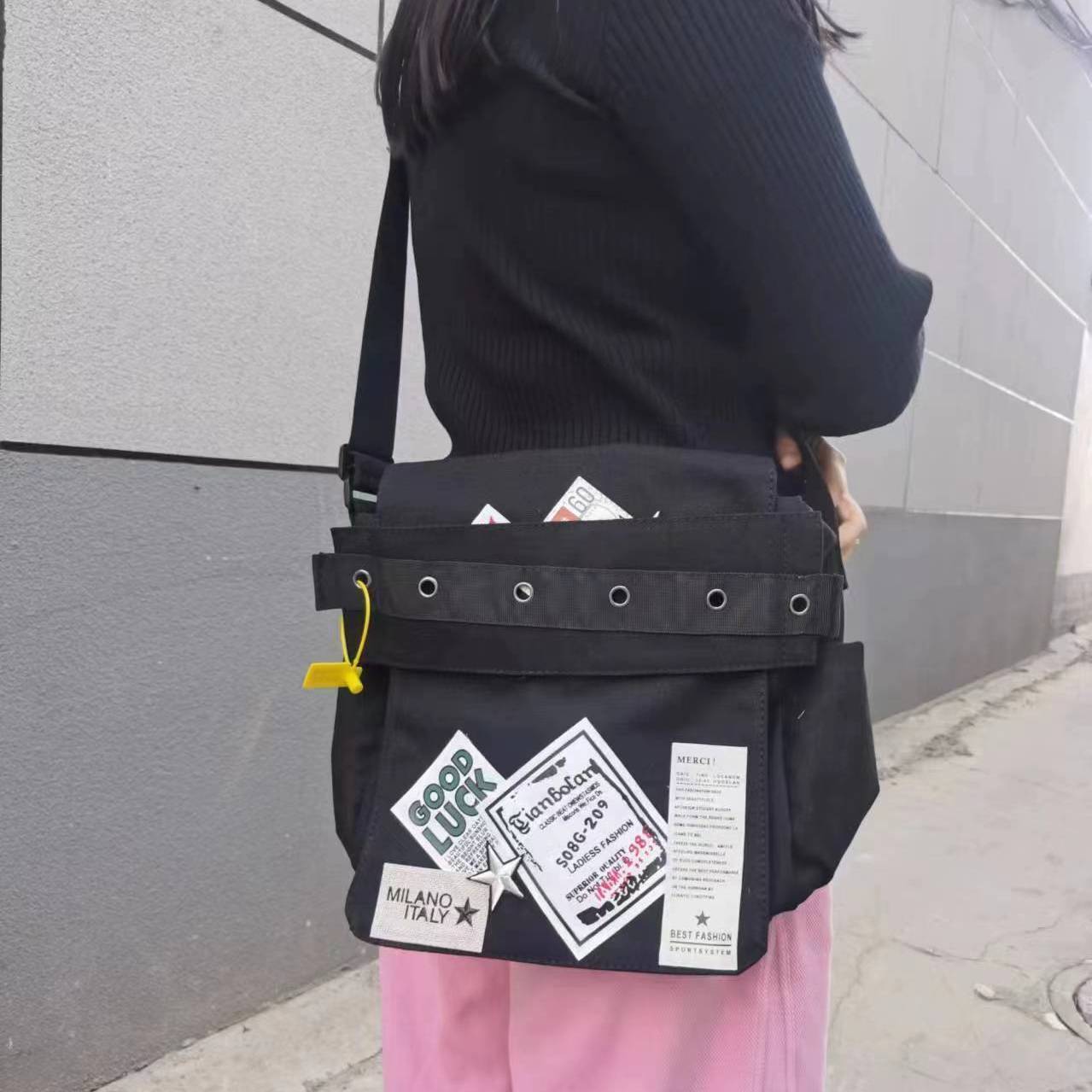 JIAERDI Vintage Casual Crossbody Bags Women Preppy Style Patchwork Messenger Bag Female Harajuku Grunge Aesthetic Y2k Handbag