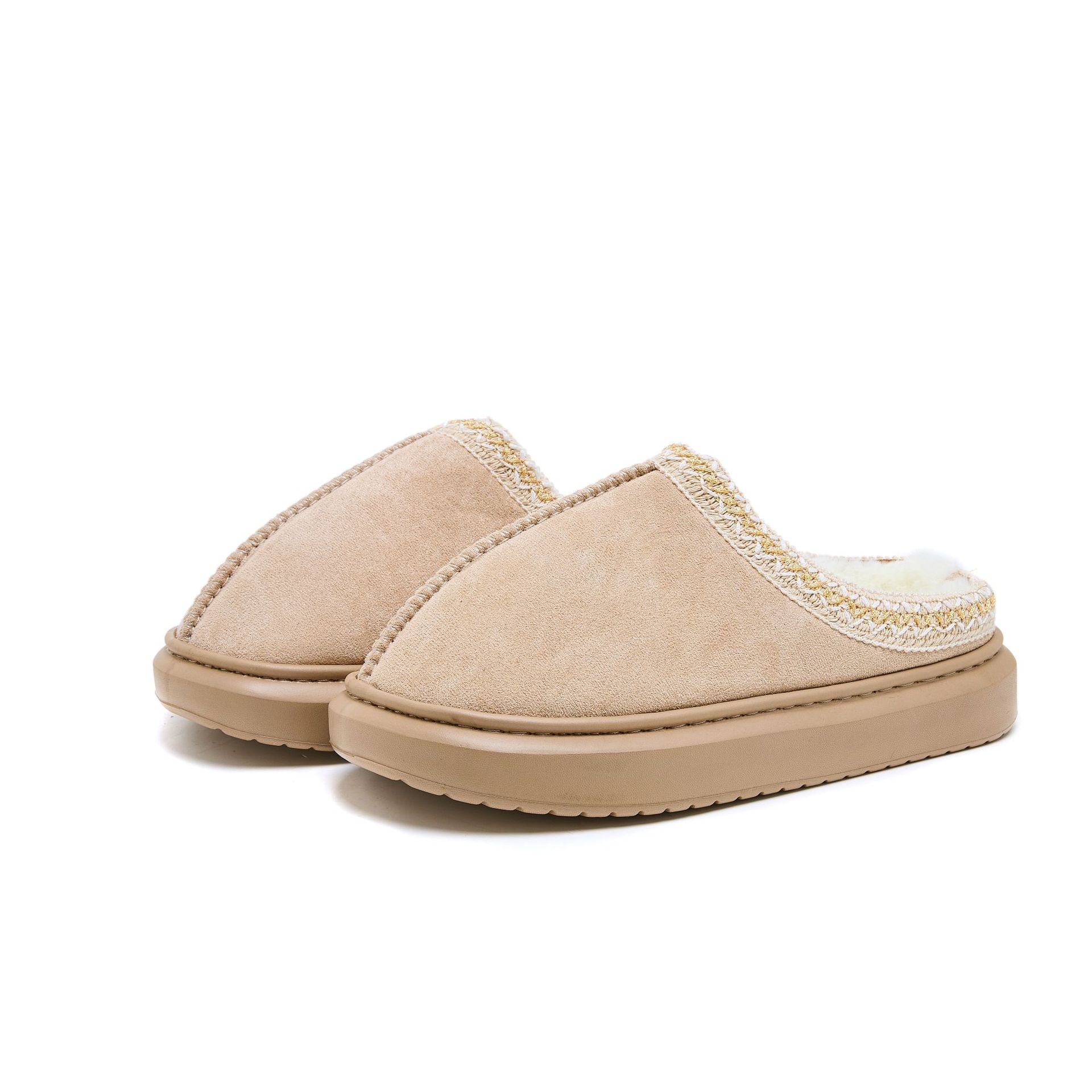 Winter Couple Thick Bottom Home Ethnic Style Warm Cotton Slippers with Velvet.