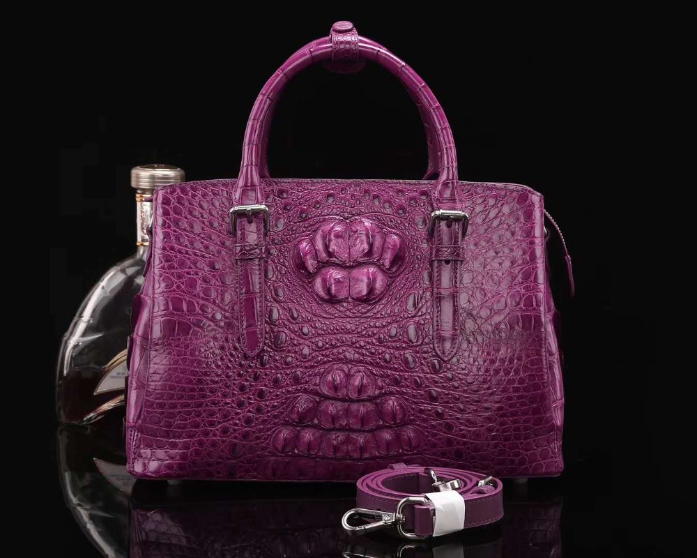 2018 latest Luxury shinny glossy patent top quality genuine crocodile skin women shoulder cross body medium size with strap bag