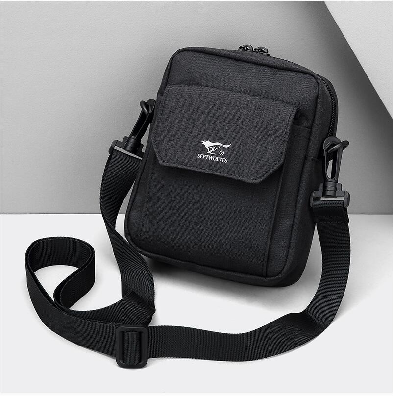 Brand Septwolves Male single shoulder bag across tide Japanese style canvas small messenger bag leisure mobile phone mini bag