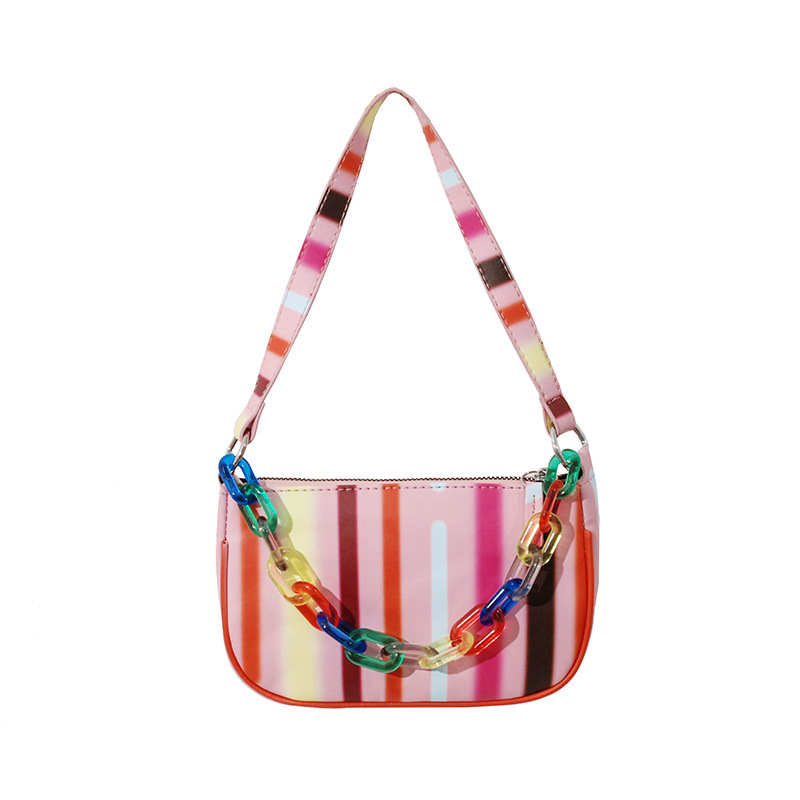 Bag Female 2021 New Korean Version of Fashion Hit Color Plaid Simple Girl Chain Portable Messenger Shoulder Underarm Bag