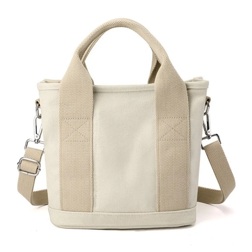 Women Small Bag with Zipper Fashion Lady Single Shoulder Portable Thickened Canvas Mobile Phone Bucket Tote Bag Bolsa Feminina