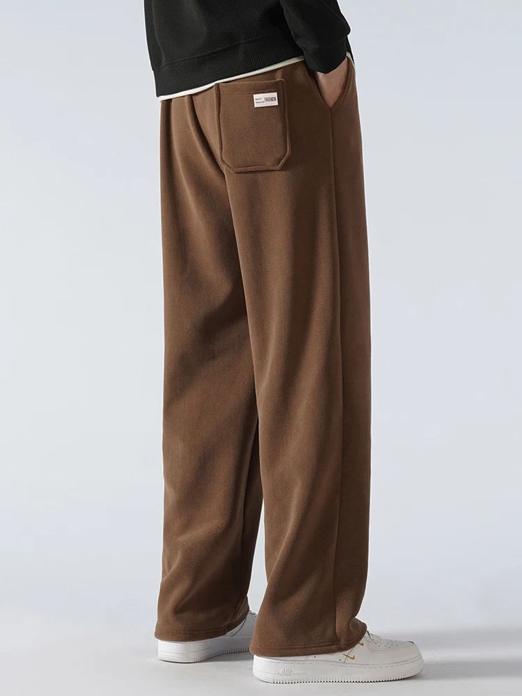450G Heavy Winter Fleece Sweatpants Men Korean Fashion Thick Warm Loose Track Pants Male Straight Home Thermal Trousers 241104