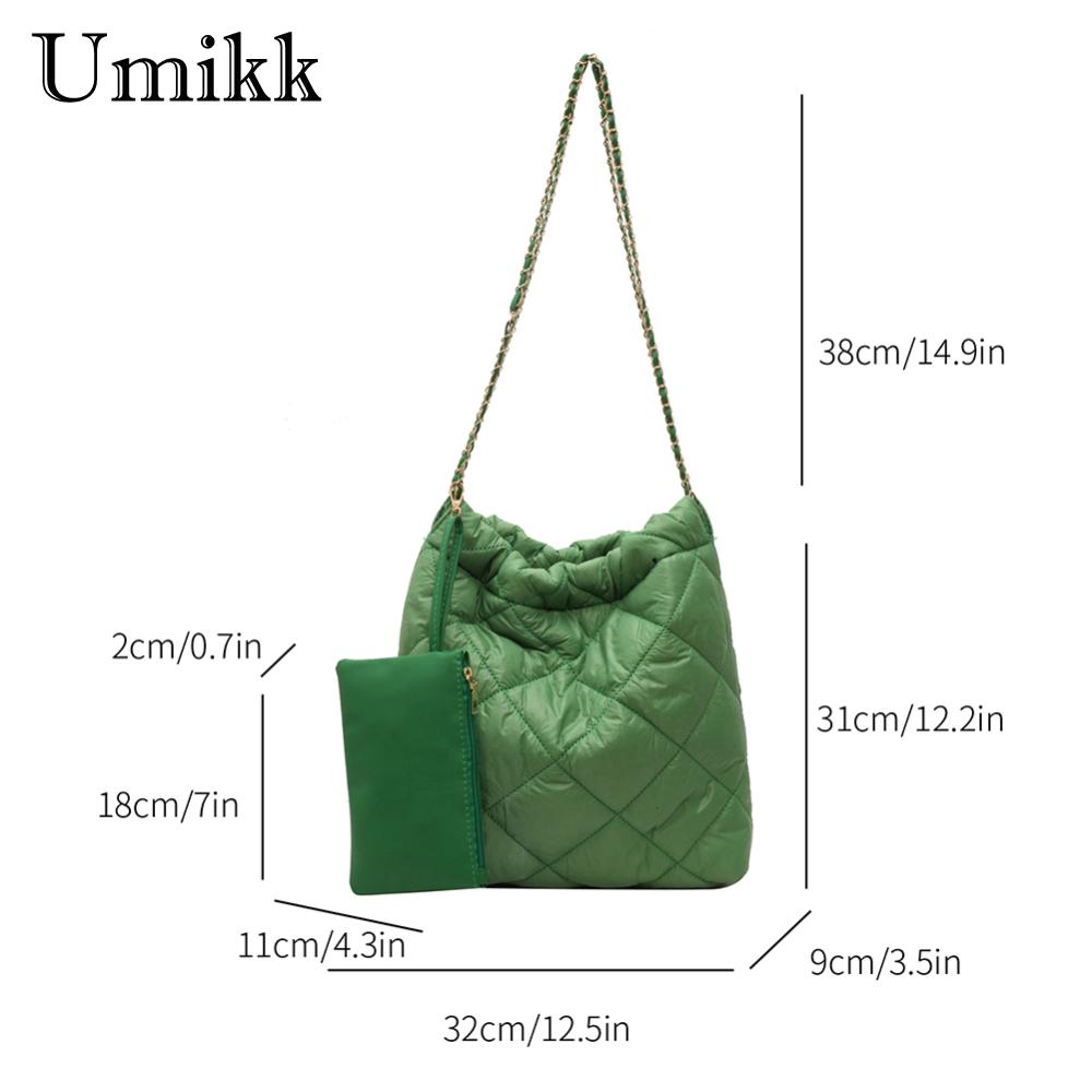 Women Shoulder Bag Fashionalbe Nylon Handbag Quilted Crossbody Bag Embroidery Thread Simple Female Commuter Handbag Shopper Bag