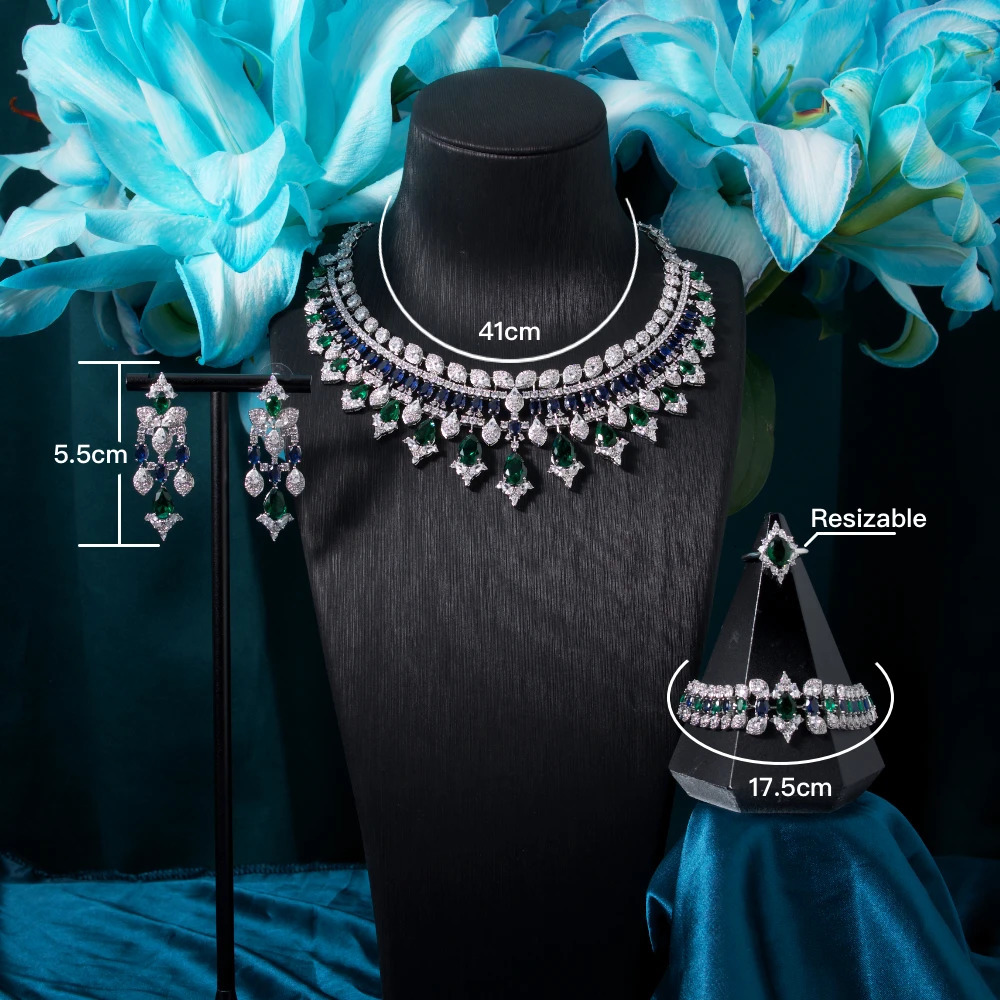 00023 TIRIM Womens Necklace Set Cubic Zirconia Bridal Jewelry Dubai Saudi Arabia Wedding Engagement Party Jewelry Accessories 241106