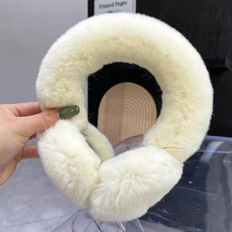 Female fur earmuffs winter earmuffs soft and warm cables genuine Rex rabbit earmuffs for cold weather 241107