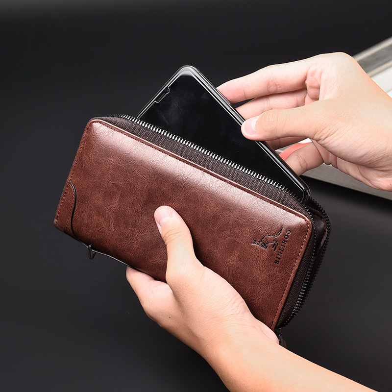 Men's Long Zipper Wallet High Quality Pu Leather Wallet for Men RFID Blocking Business Clutch Bag Credit Card Holder Purse Man