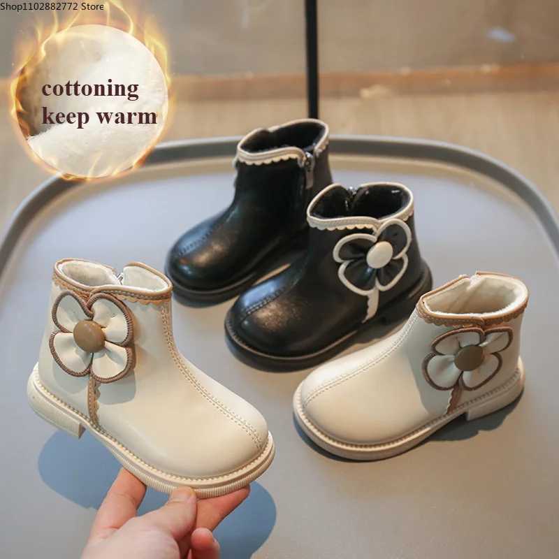 Girl Boot 2024 Winter New Fashion Princess Shoe Sweet Ankle Boot Allmatch Comfort Kids Shoe Plush Leather Boots Winter BootsXJ241206