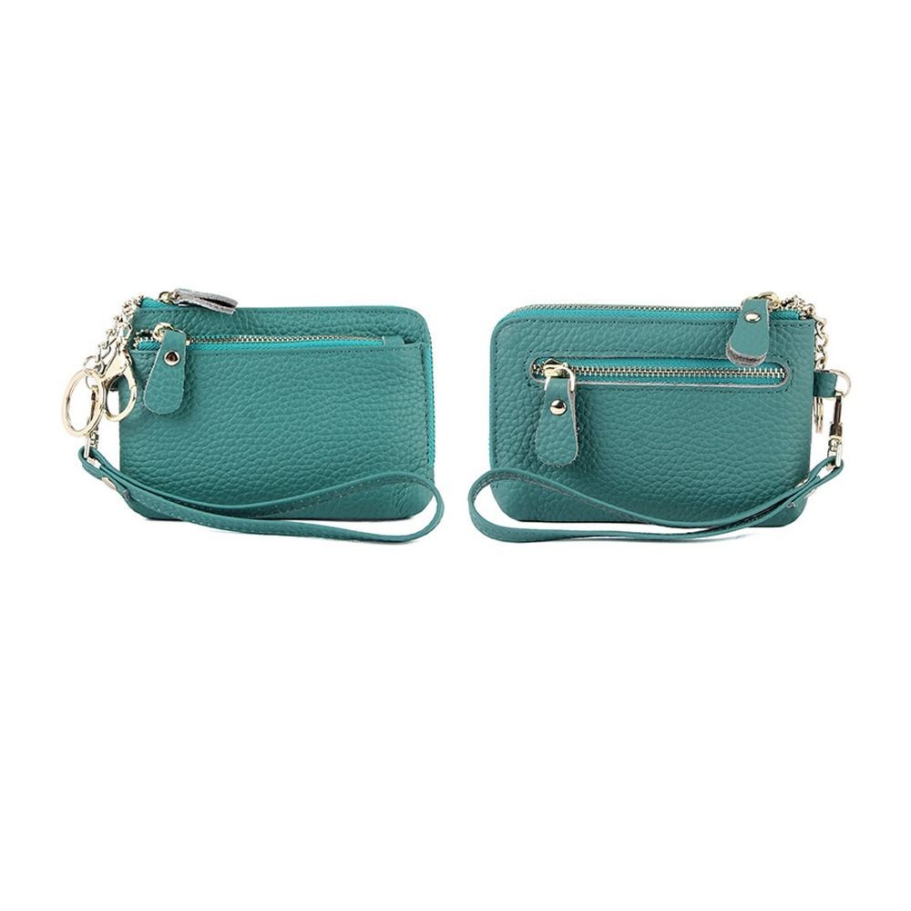 Fashion Cowhide Women Wallets Multi Functional Multi Card Slots Wallet Solid Color Zipper Purses