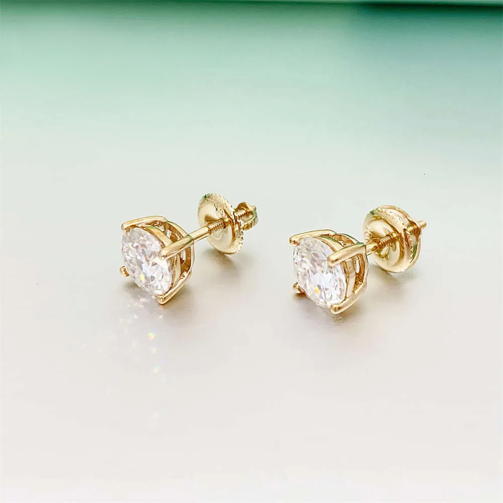 Hot Selg Top Quality Stud Earring Pass Dia Tester Screw Back Hip Hop 10K Solid Gold Earrings Moissanite Jewelry