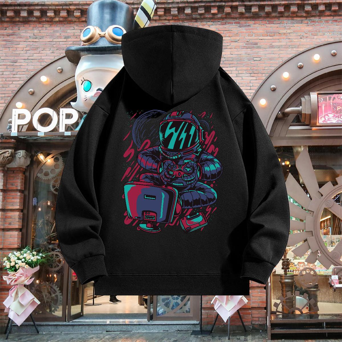 Wholesale Hoodie for Men Hooded Collar Long Sleeve Cool Design Men Tops Hoodie Floral Print Hoody Hip Hop Street Warm Fleece
