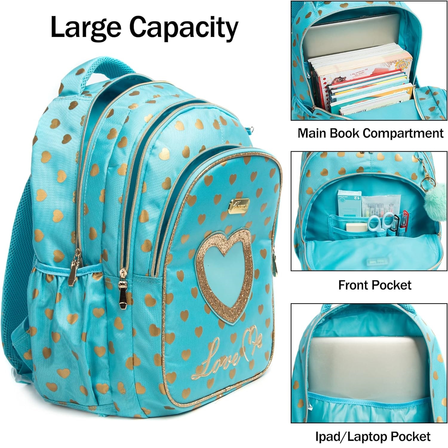 School Backpacks for Girls Kids Backpack Set with Lunch Box Elementary Primary Book Bags for Teenager Girl Waterproof School Bag