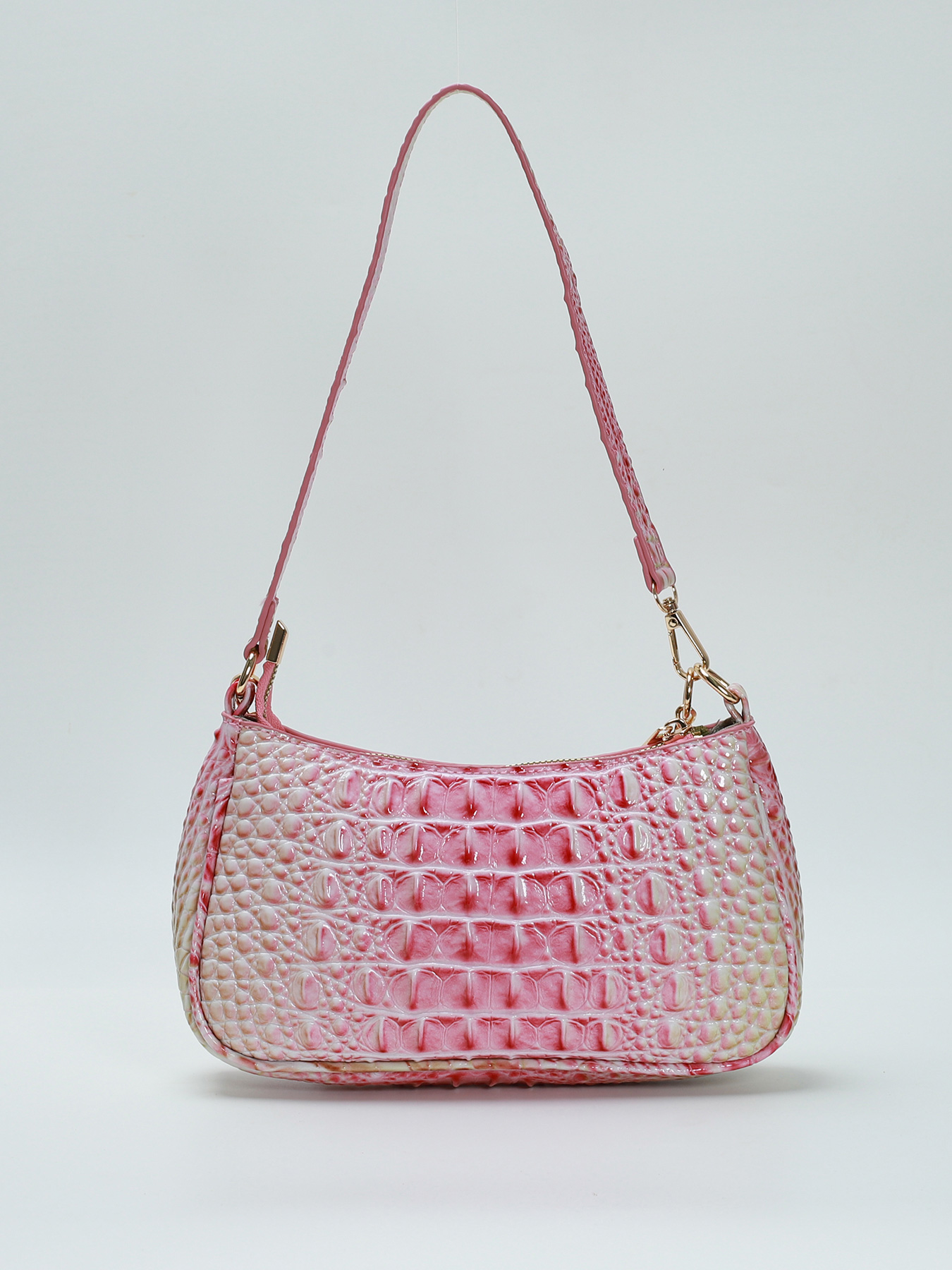Artificial Leather Embossed Crocodile Pattern Crescent Shoulder Bag For Women Y2K Small Clutch Purse Cute Underarm Bag