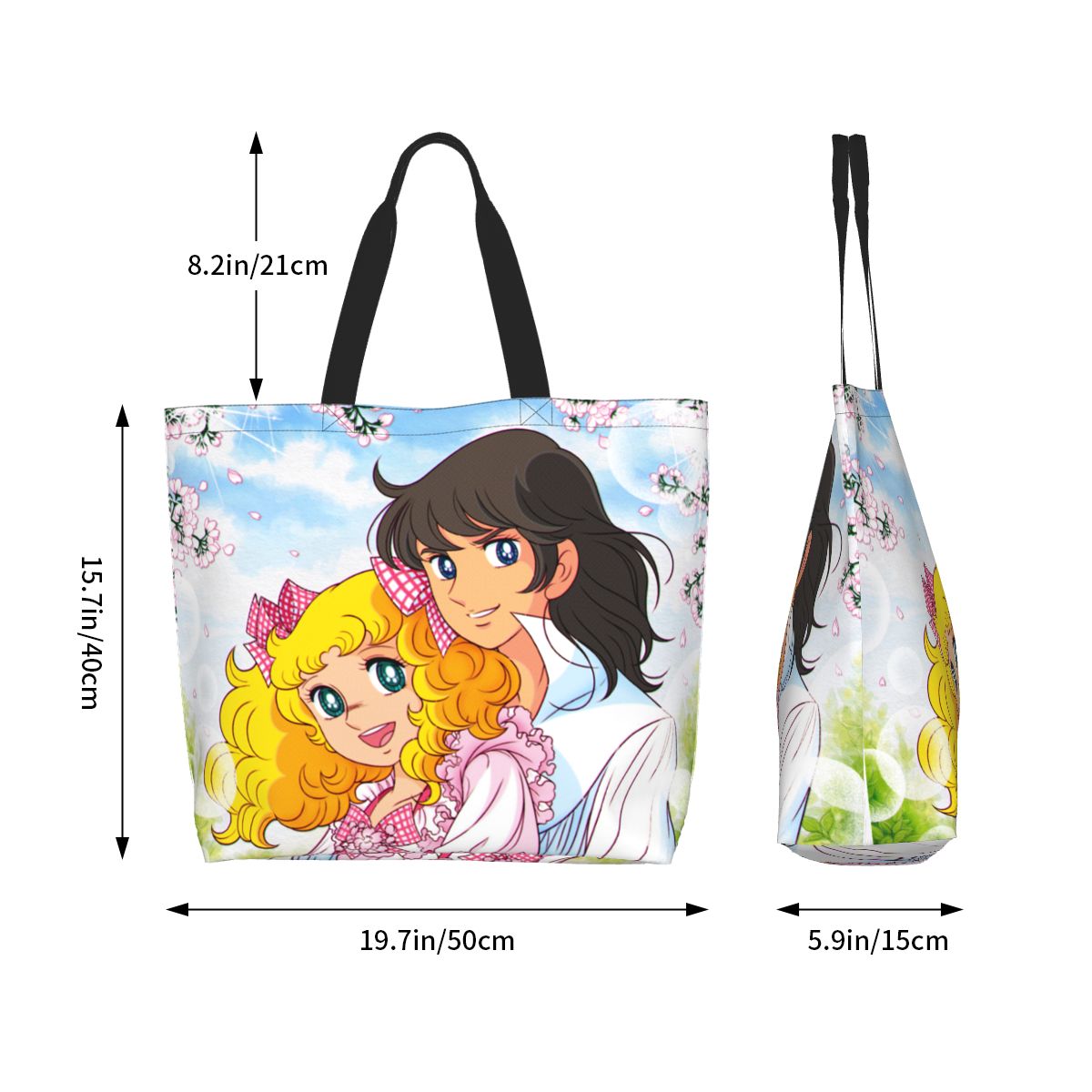 Cute Candy Candy Shopping Tote Bag Reusable Anime Manga Cartoon Girl Canvas Grocery Shoulder Shopper Bag