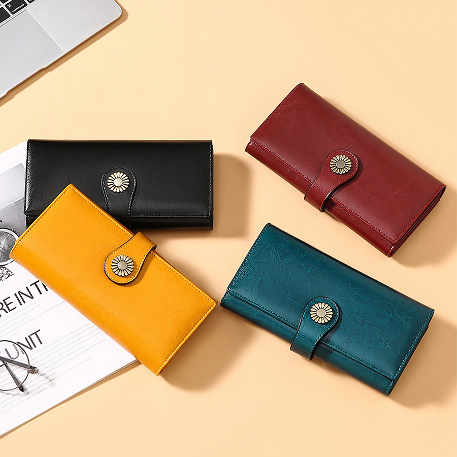 women's wallets genuine leather aesthetic Clutch bag girls RFID Anti theft brush folding Purse money Bag Coins Luxury Cardholder