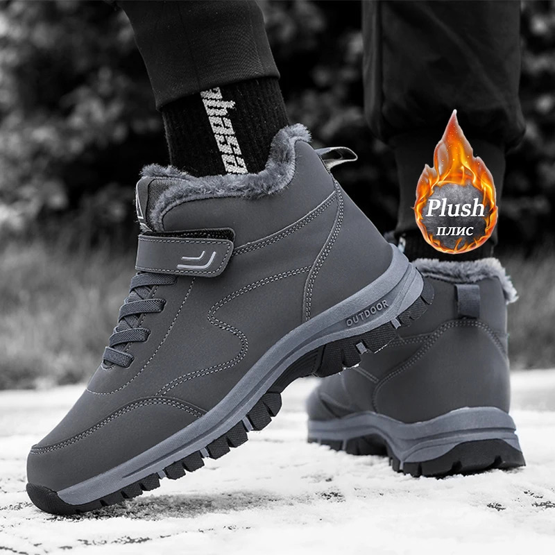 Mens Snow Boots Waterproof Sneakers Super Warm Plush Women Boots Outdoor Non-slip Couple Hiking Boots Work Shoes Winter 241106