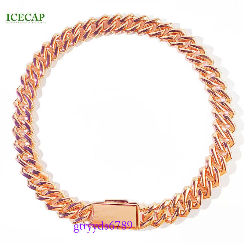 Hot Miami Chain Men Hip Hop Necklace Sier Rose Gold Plated 20mm Moissanite Cuban k Jewelry