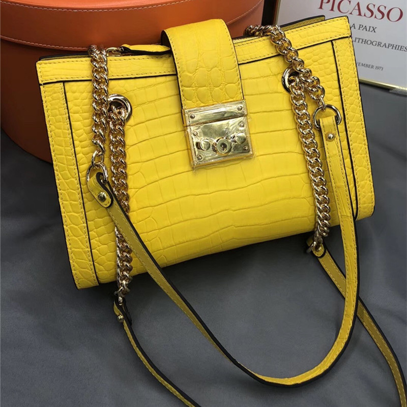 Fancy Genuine Crocodile Belly Skin Female Small Gray Blue Purse Women Flap Bag Exotic Alligator Leather Lady Single Shoulder Bag