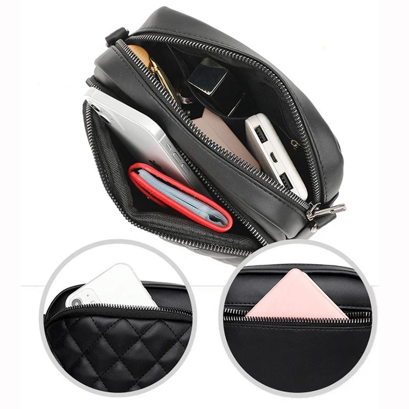 Diamond Lattice Women's Shoulder Bag Leather Female Crossbody Bags Luxury Handbags Organizer and Purses Shopping Cell Phone