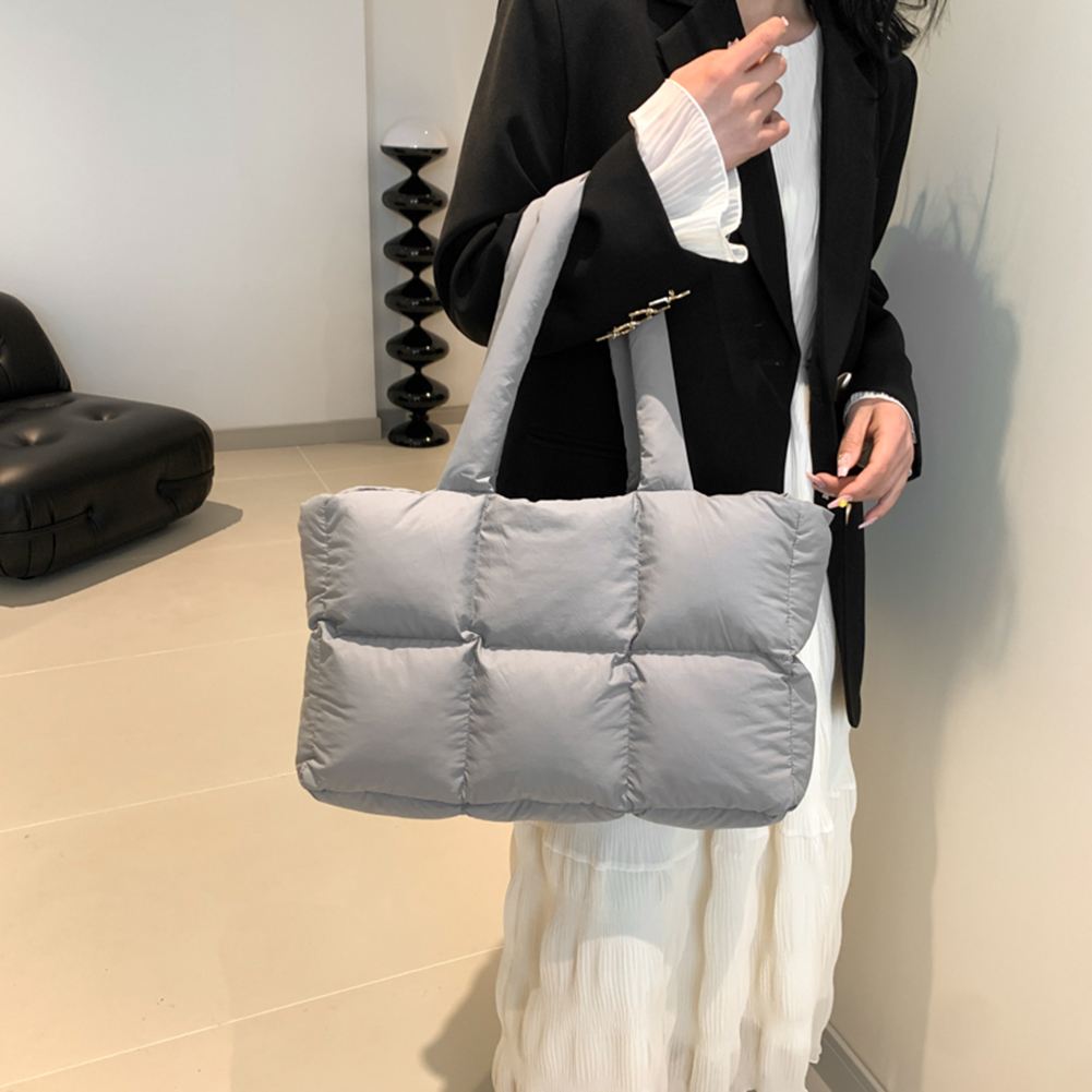 Puffer Solid Ladies Armpit Bag Quilted Cotton Tote Down Bags Large Capacity Fashion Shoulder Bag Women High Quality Underarm Bag