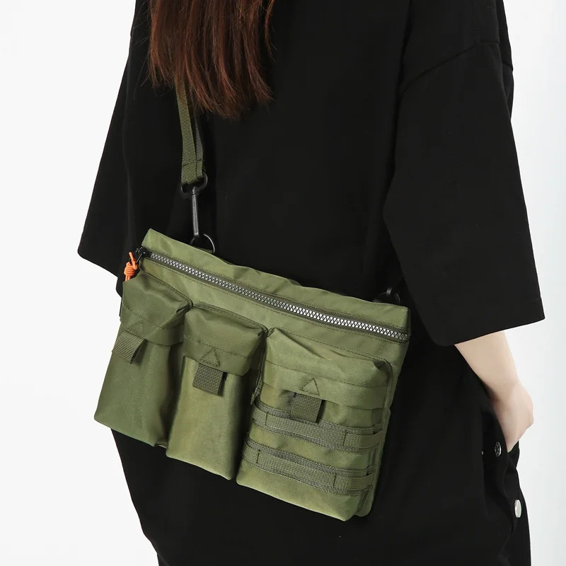 Streetwear Unisex Nylon Tactical Messenger Bags Casual Bullet Bessenger Bag Hip Hop Vest Function Tactics Phone Shoulder 241106