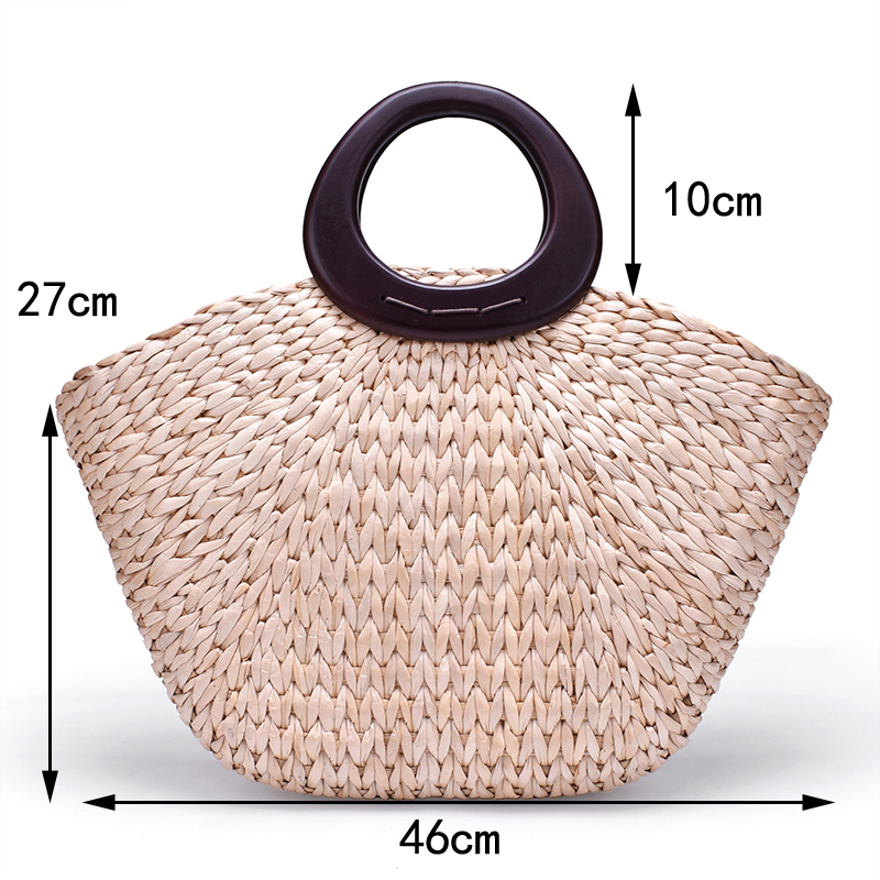 Retro simple handmade straw bag Summer new Portable hand bag Women's holiday casual bag
