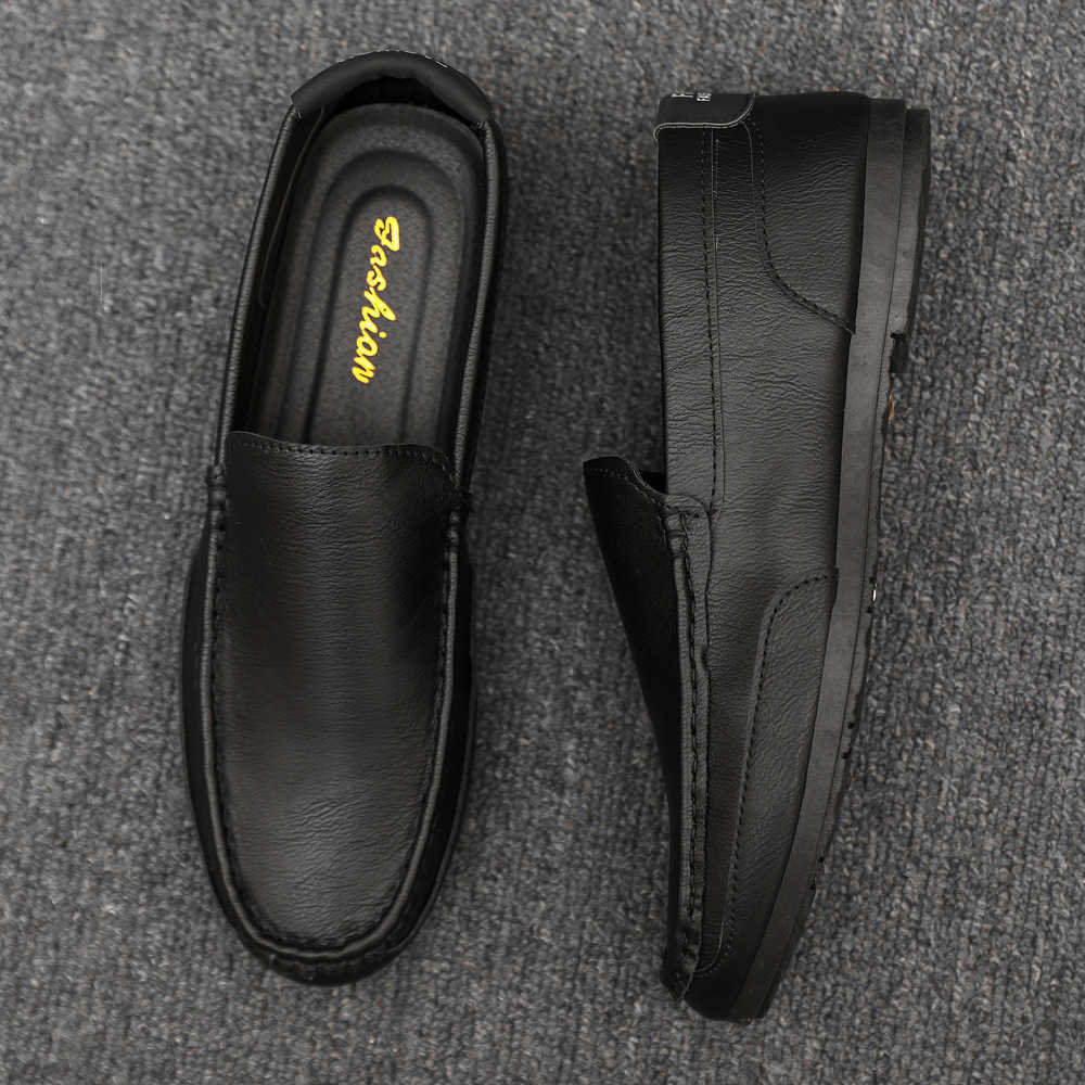 CMM Loafer Shoes New Mens Trendy Korean Versatile Summer One Step Lazy Mens British Casual Leather Shoes