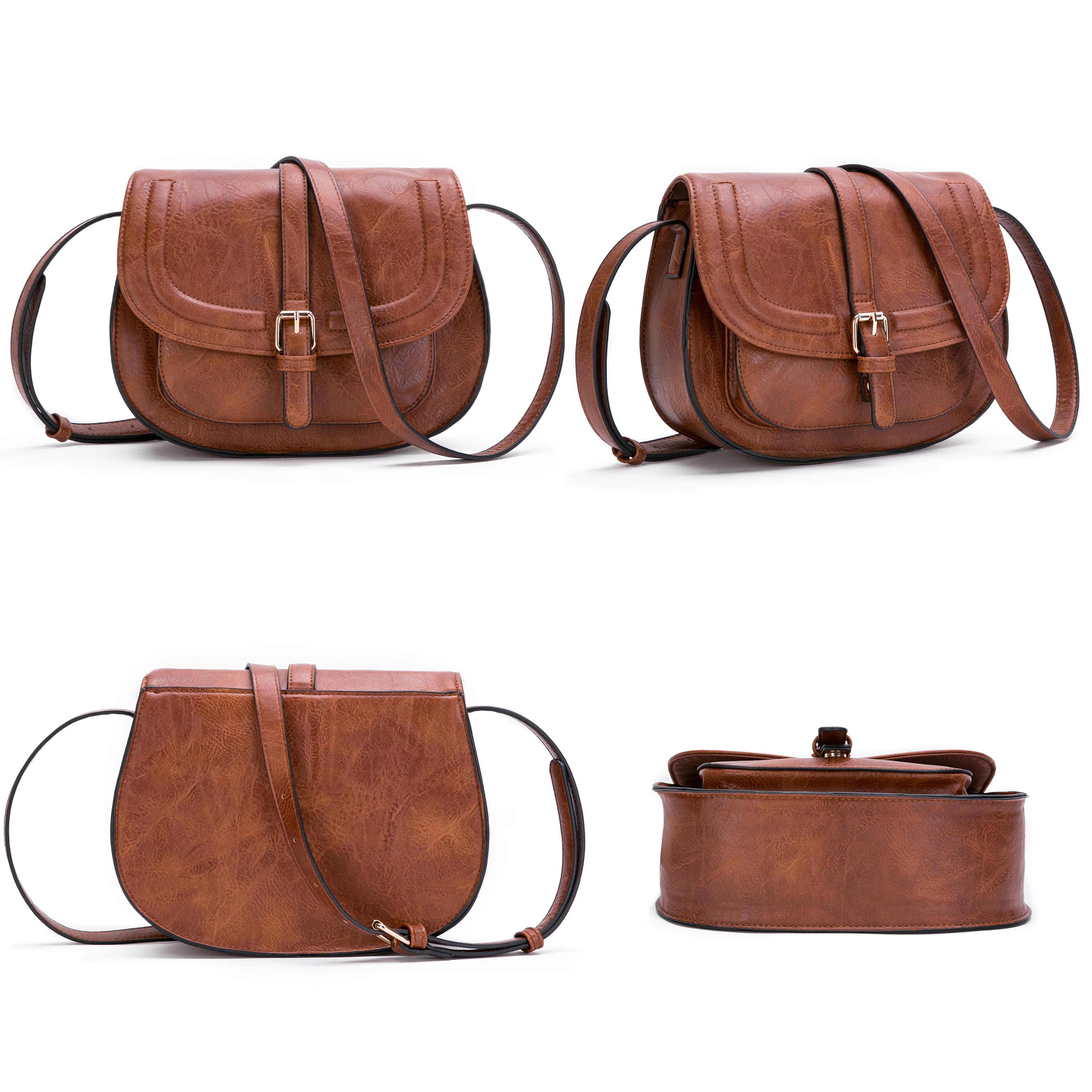 AFKOMST Luxury Woman Shoulder Bag Stylish PU Leather Retro Saddle Bag Multifunctional Casual Female Crossbody Messenger Bag