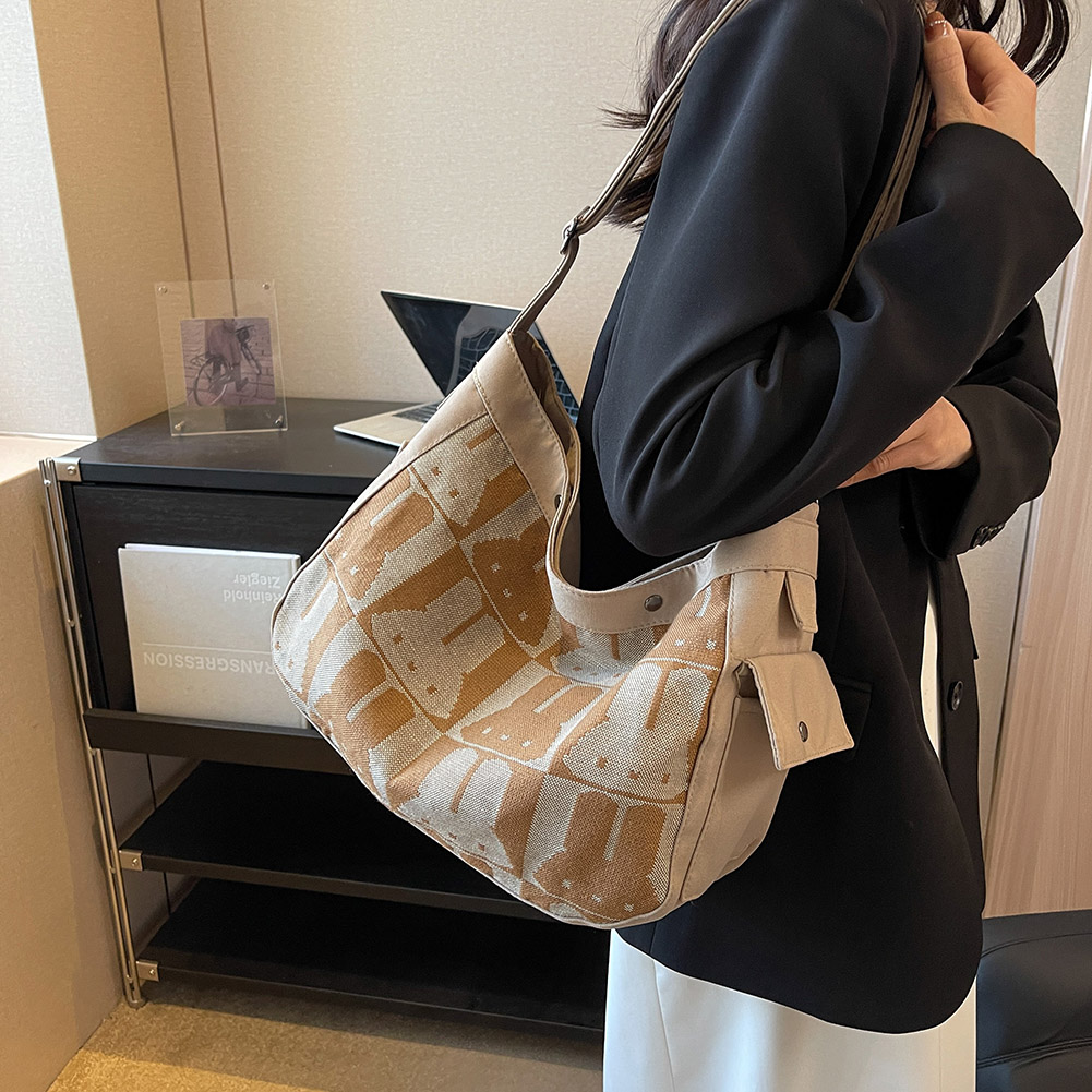 Rabbit Pattern Canvas Shoulder Bag Large Capacity Trendy Crossbody Bag Fashion Handbag Everyday Purse for Women and Girls