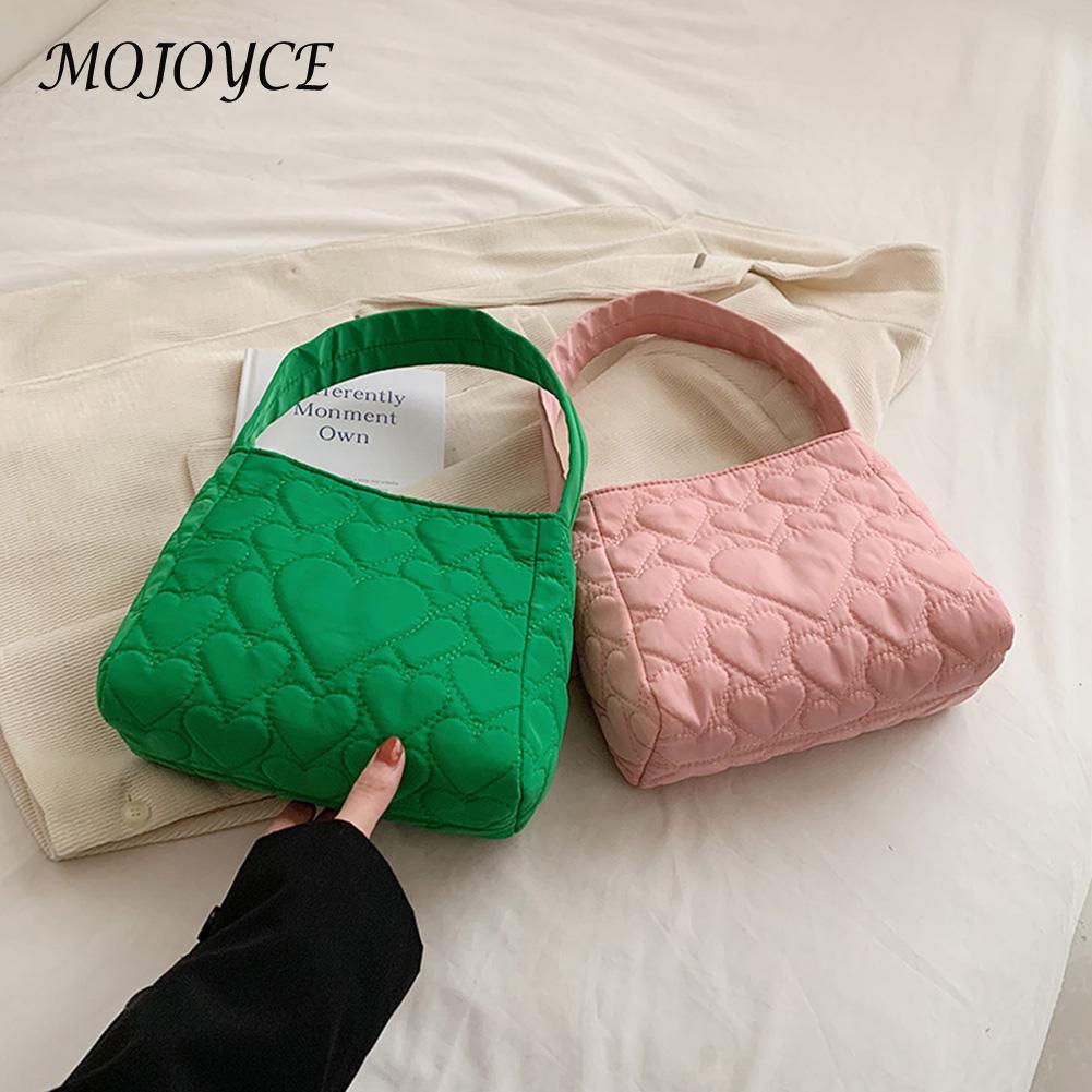 2023 Fashion Women's Shoulder Bags Love Heart Embroidered Tote Bags New Quilted Underarm Bag Large Capacity Solid Color Handbags