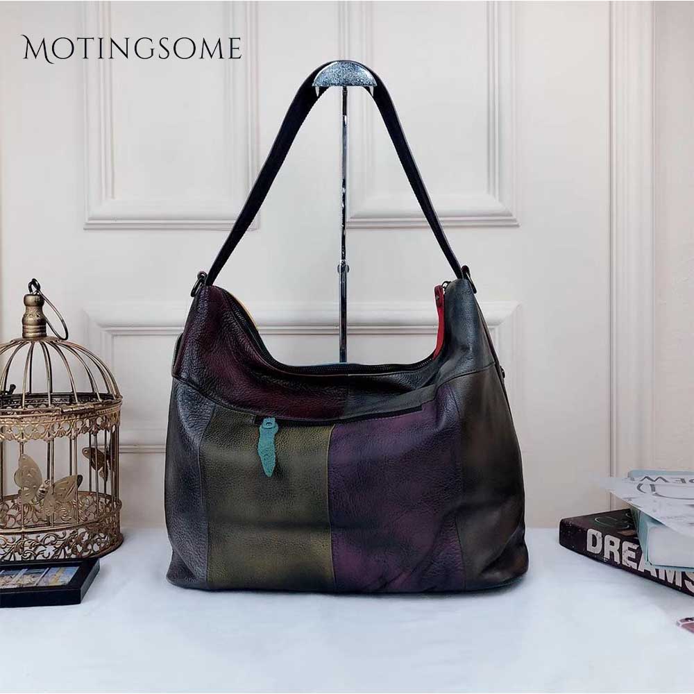 Patchwork Style Genuine Leather Women Tote Bag Cowhide Handbag Large Shopper Bag Fashion Bag Ladies Luxury Desgin Bag 2020 New