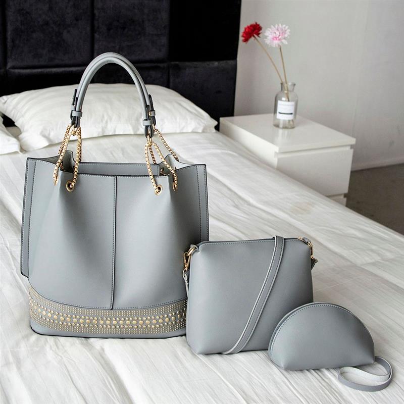 Shoulder Bag Women New Discounts Are Cheap Women Three Set Handbag Three Pieces Tote Bag Crossbody Wallet Leather Handbag 2019