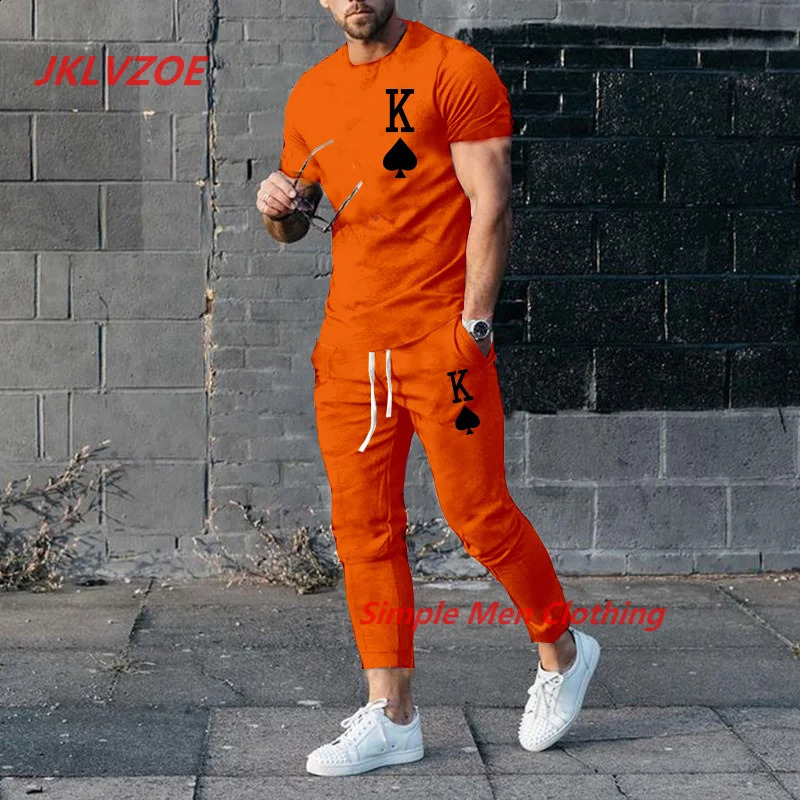 Summer Mens Trousers Tracksuit 3D Printed Jogger Sportswear Short Sleeve T ShirtLong Pants Casual Street Clothes2 Piece Set 240407