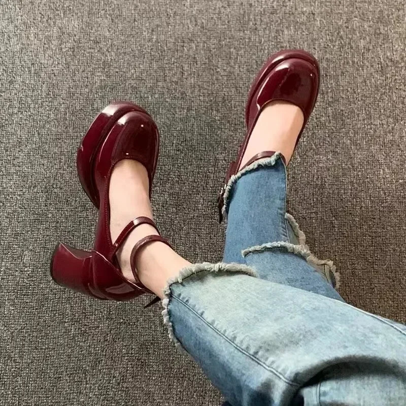 Women Pumps Shoes Fashion Cross Strap Ladies Shallow Dress Mary Jane Shoes Female Elegant High Heel Footwear Platform Heels 241106