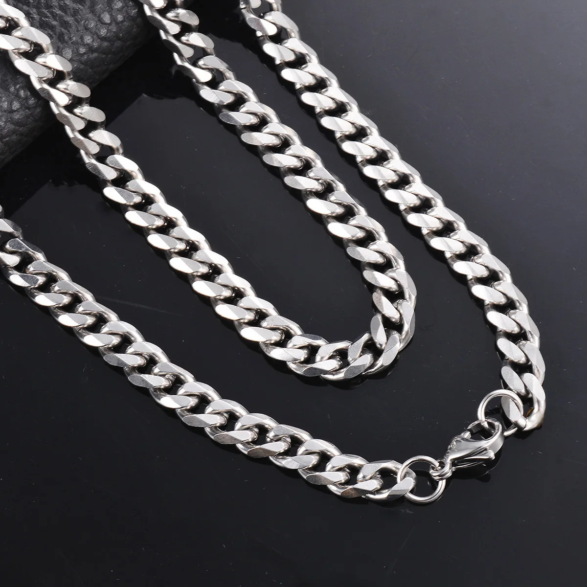 1 piece Size 3.6mm-9mm Mens Necklace Stainless Steel Cuban Link Chain Bracelet Necklace Steel Color Male Jewelry 241107