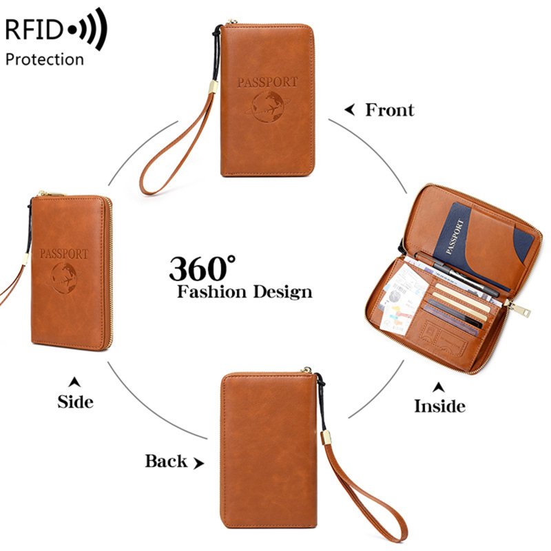 Fashionable and Portable Travel Passport CasePULeather Multi functional Credit Card Passport Bag Neutral Travel Accessories