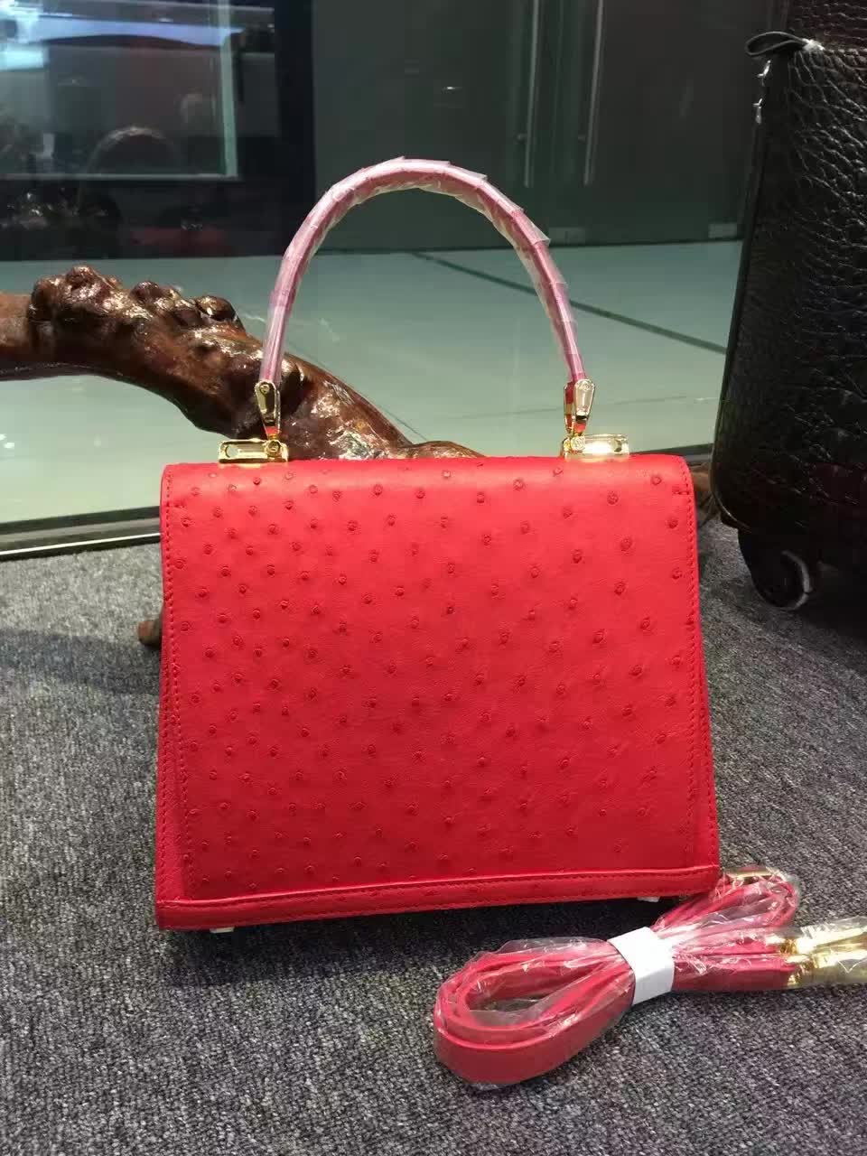 100% Genuine Ostrich Leather Skin Women Tote Bag Famous High End Quality Handbag Yellow and Pink color Free shipping