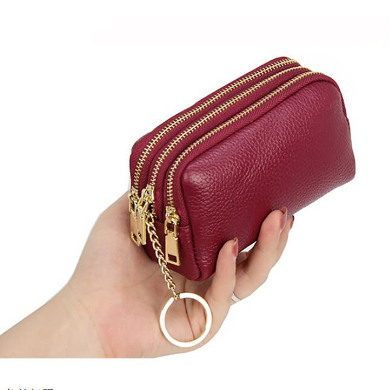 zxx 666 Leather Women Card Coin Key Holder Change Pouch Purse Mini Pocket Zipper Popular Small Money Bag Wallet High-capacity