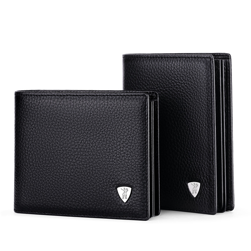 WILLIAMPOLO Genuine Leather Men Wallets Brand Luxury RFID Bifold Standard Wallets Coin Purse Business Card Holder Wallet PL213