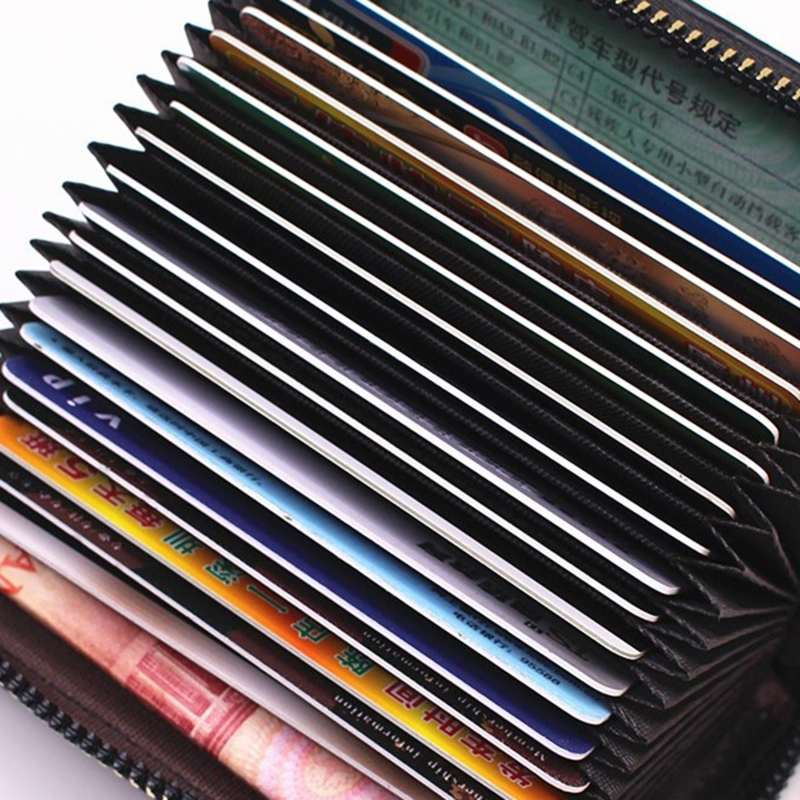 Business Card Holder Wallet Women Men Solid Color Portable Multifunction Bank/ID/Credit Card Holder Multi-Card Wallet Case