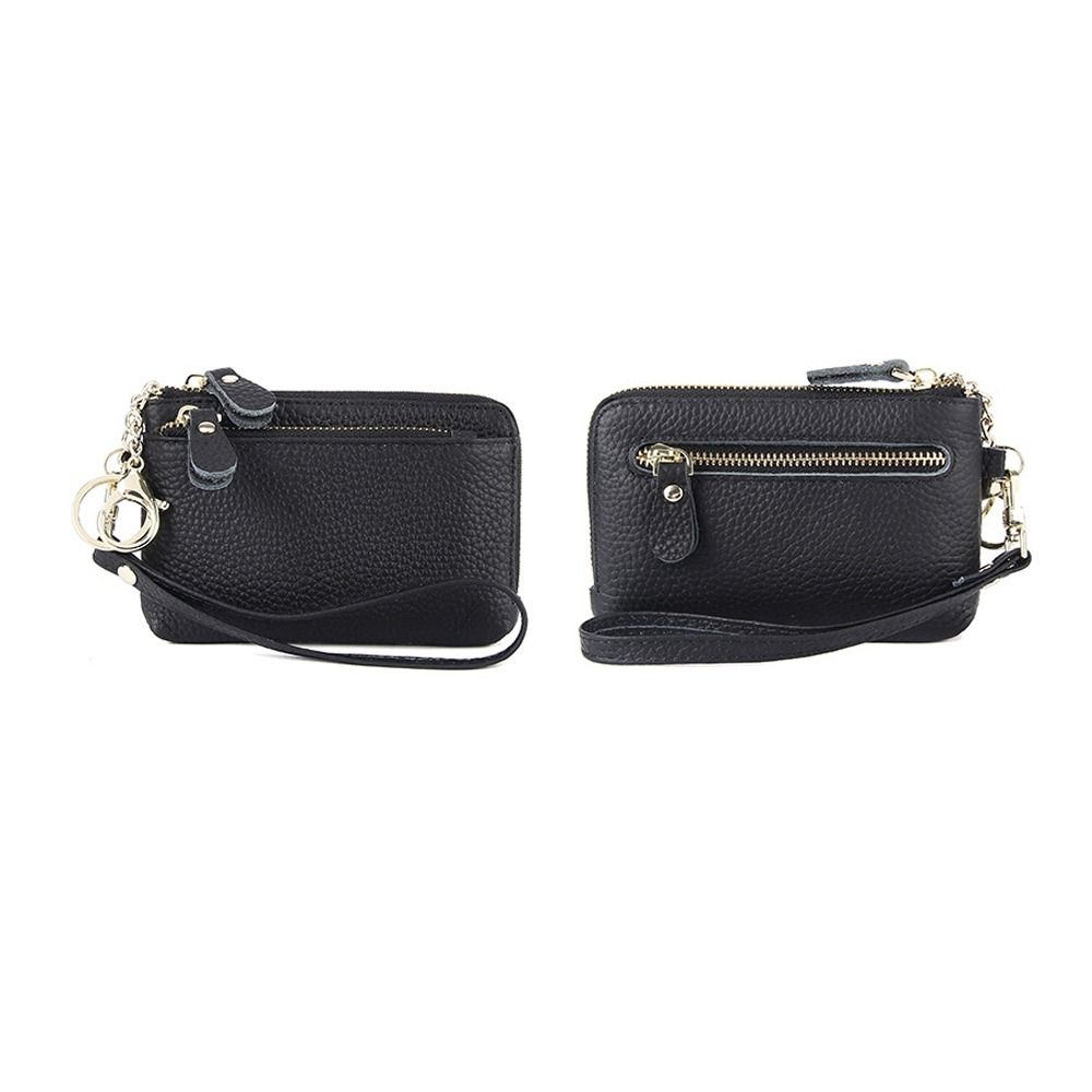 Fashion Cowhide Women Wallets Multi Functional Multi Card Slots Wallet Solid Color Zipper Purses