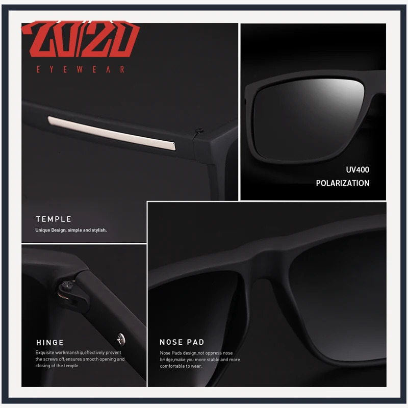 20/20 Fashion Black Sunglasses Mens Polarized Driving Sunglasses Fashion Mens Oculos Gafas Glasses PL207 241106