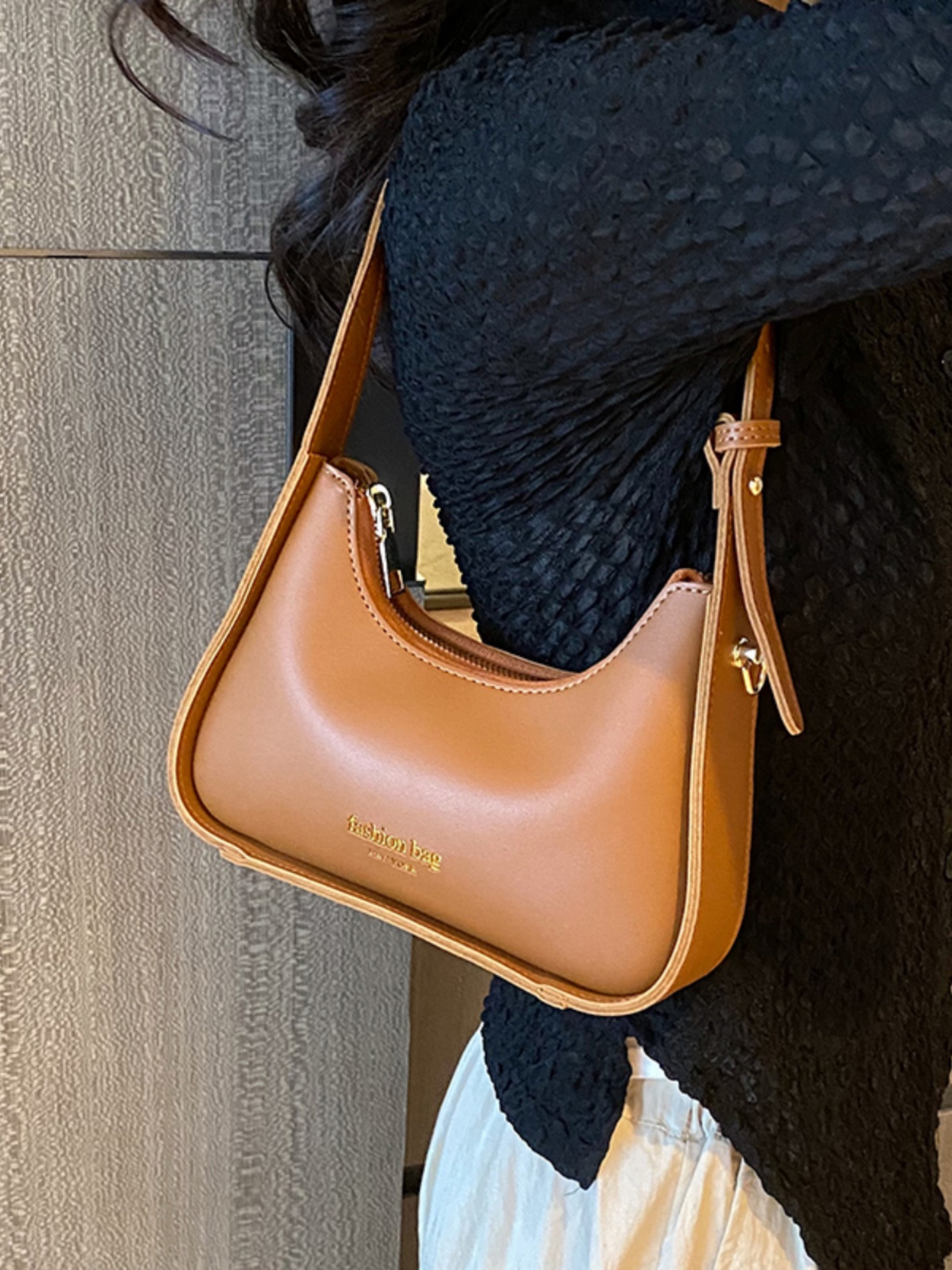 High Quality Textured Ladies Underarm Bags Spring Summer Trendy Pu Leather Single Shoulder Bag Fashion Women Handbag