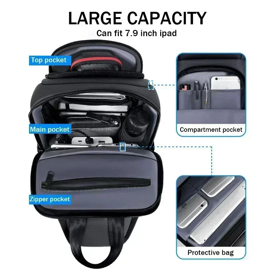 Male Shoulder Bag Antitheft Fashion Crossbody USB Messenger Sling Chest Oxford Strap Pack Handbags w241106