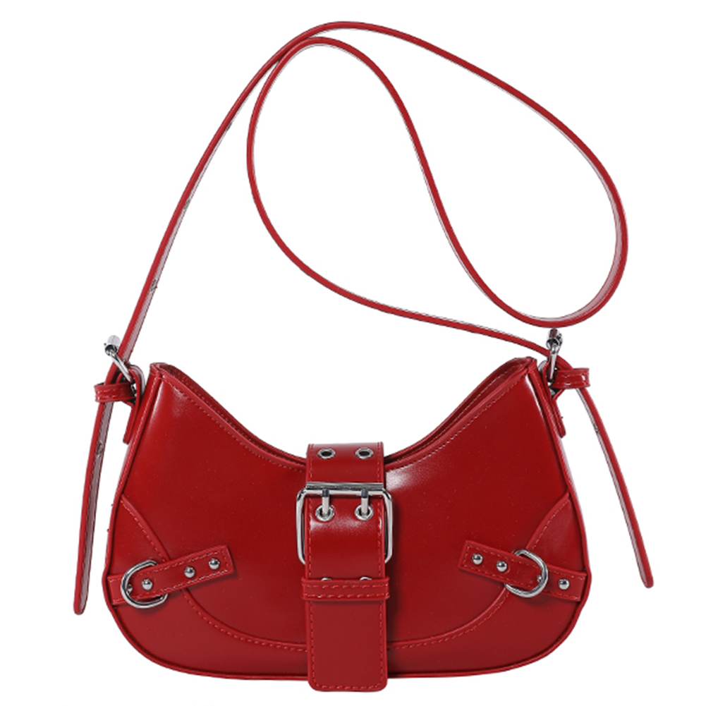 Women Cool Style Crescent Bag Adjustable Strap and Buckle Y2K Shoulder Bag Single Shoulder Bag Solid Color for Outdoor Travel